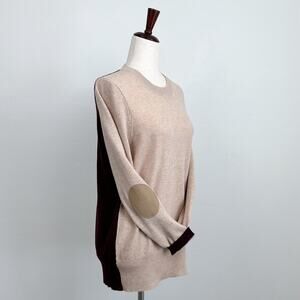J. Crew Maroon Cashmere Blend Elbow Patch Sweater